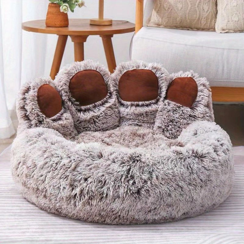 Tucker Murphy Pet Dog Bed Cat Pet Sofa Cute Bear Paw Shape Comfortable Cozy Pet Sleeping Beds For Small Medium And Large Dogs And Cats Soft Fluffy Faux Fur Cat Cushion